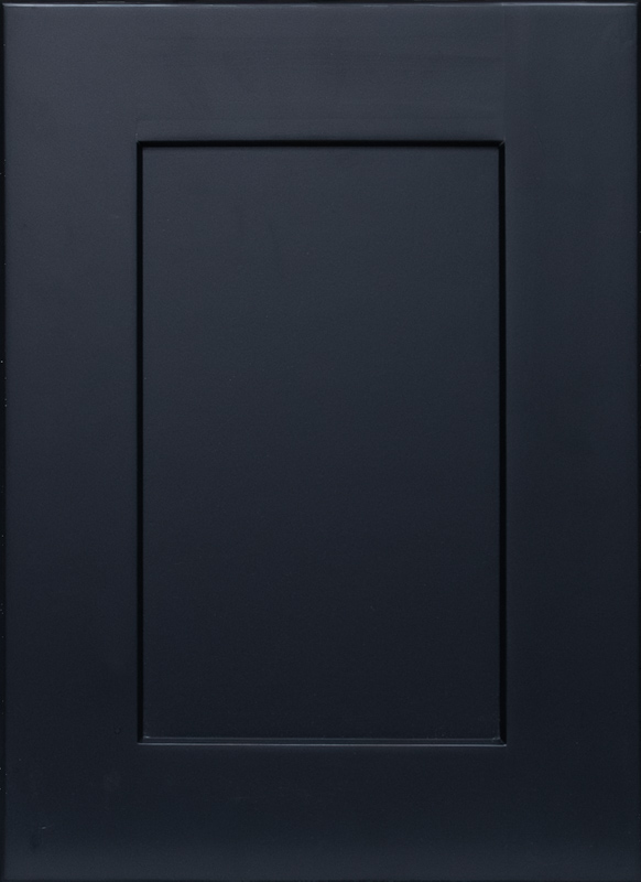Global Black shaker-style cabinet door with bold black finish and recessed center panel