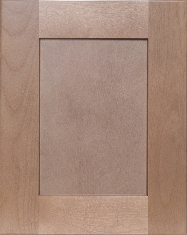 Global Camamelo shaker-style cabinet door with warm natural wood finish and recessed center panel