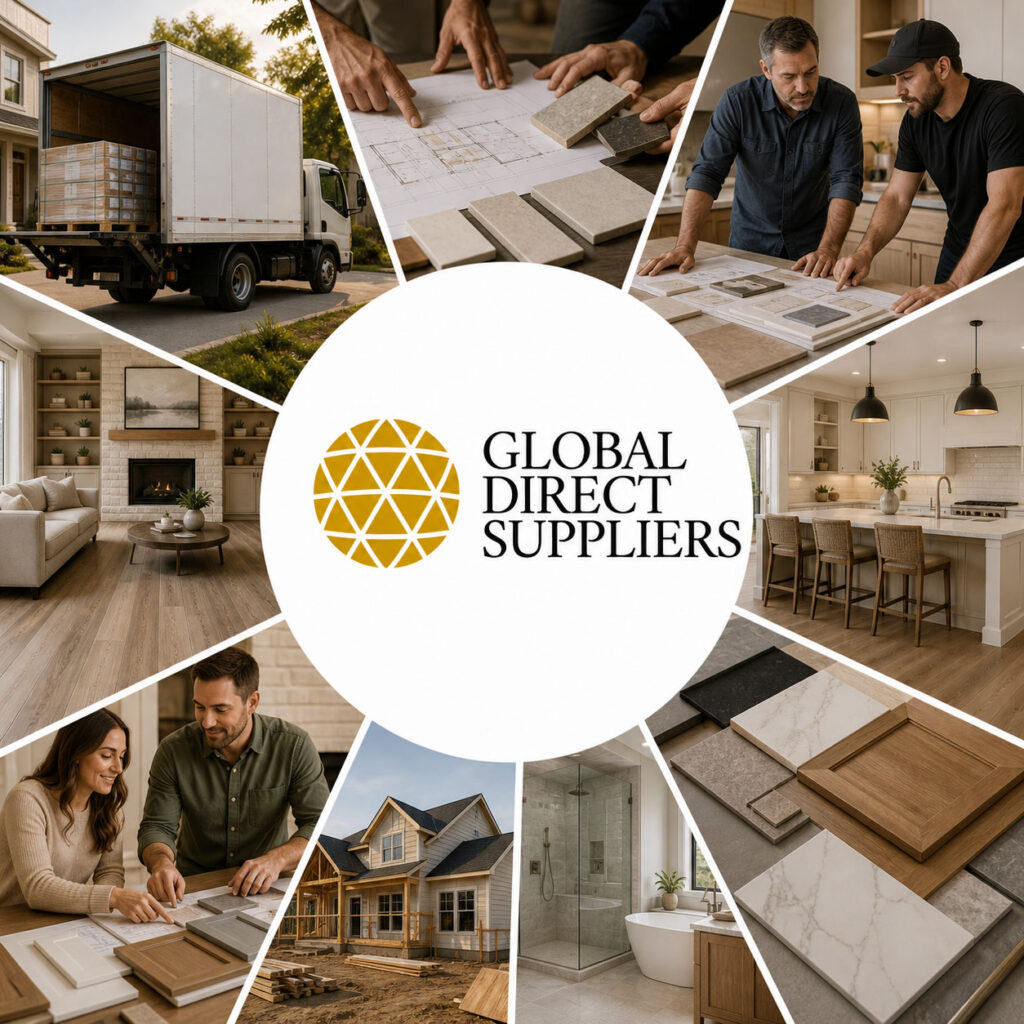 Builder material sourcing, delivery, and installation support with design planning and finished homes in Georgia